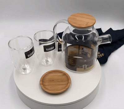 4 Piece Thermo Glass Asian Tea Entertaining Set For 2 WL-555061 - NYStep
