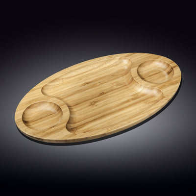 Natural Bamboo 3 Section Platter 18" X 10" | 45.5 Cm X 25 Cm WL-771041/A - NYStep