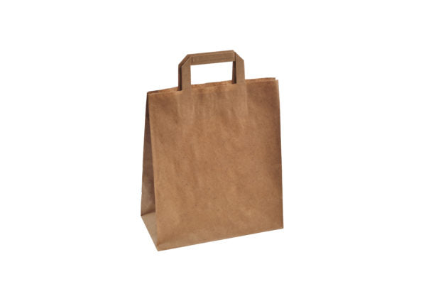 Kraft paper bag with flat handle 26×30+14 (5*50)