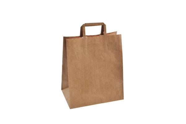 Kraft paper bag flat handle 26×26+17 (5*50)