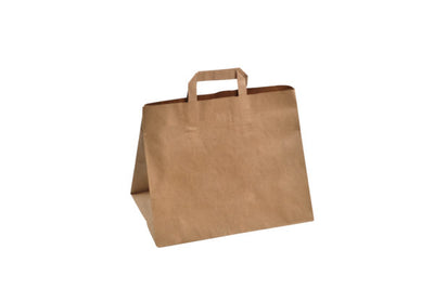 Kraft paper bag with flat handle 32×26+22 (5*50)