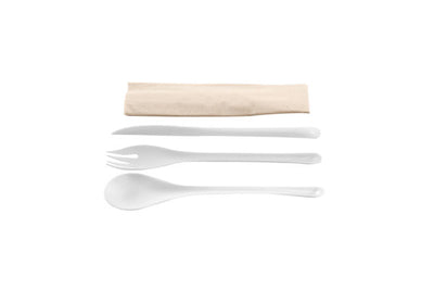 Eko-Set CPLA white fork,fork,knife+serv(10*50