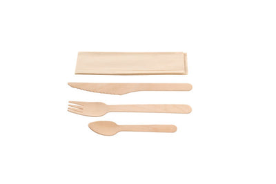 Wooden set kraft fork,knife,spoon+spoon+serving set