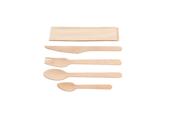 Set wooden fork,spoon,spoon,spoon,spoon+serv 5*100