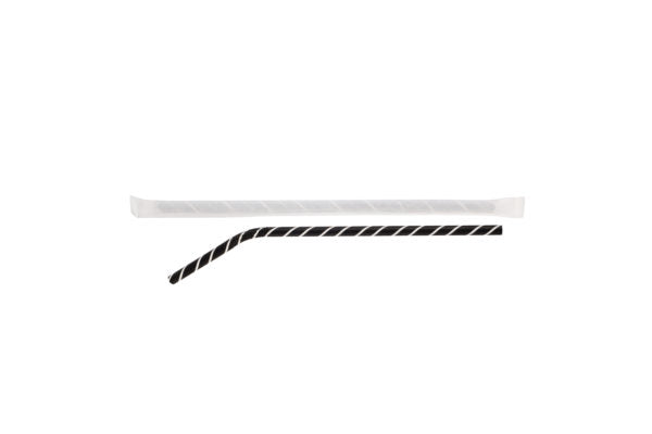 White striped flexi.paper cane black 210*6 pack.