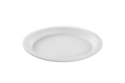 Oval white sugar cane plate 26×20 (16*50) PFAS-free