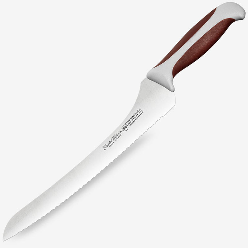 Gunter Wilhelm Lightning Offset Bread Knife, 10 Inch | Brown and Grey ABS Handle SKU: 10-118-1510