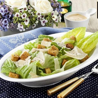 White Ceaser Salad Bowl 11" inch X 7.5 | 27.5 X 18.5 Cm