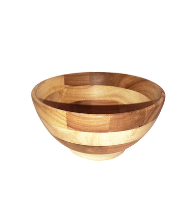 [ Set of 6 ] Zavis Green Acacia Wood Round Salad Bowl 10"  | Dishwasher Safe