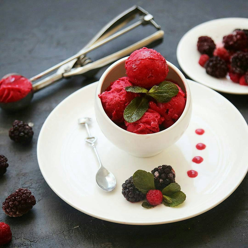 A Mignardises (Petit Four) Serving Set With Bamboo Oval Tray And Porcelain Dishes To Match