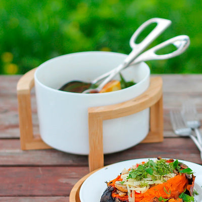 Set Of 3 Bamboo Bowl & Plate Stand 10.5" inch X 4.5" inch | 27 X 11.5 Cm