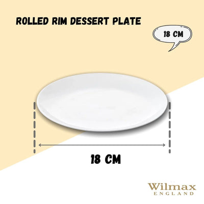 Professional Rolled Rim White Dessert Plate 7" inch | 18 Cm