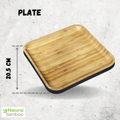 Bamboo Square Plate 8" inch X 8" inch | For Appetizers / Barbecue