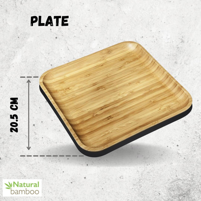 Bamboo Square Plate 8" inch X 8" inch | For Appetizers / Barbecue