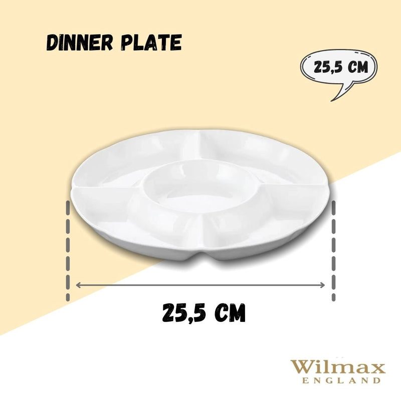 White Divided Round Dish 10" inch | 25.5 Cm