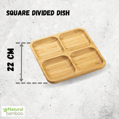 Wilmax Bamboo Wood Square Divided Dish  / Bento Box  8.5" X 8.5"  WL-771220/A - NYStep