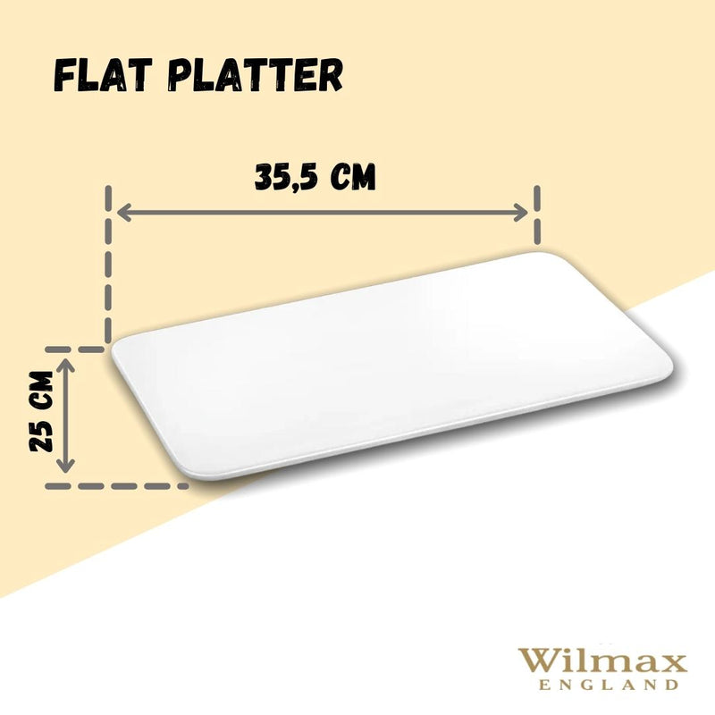 White Rectangle Flat Platter 14" inch X 10" inch | 35.5 X 25 Cm