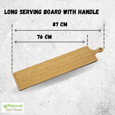 Natural Bamboo Long Serving Board With Handle 34.3" X 7.9" | 87 X 20 Cm WL-771137 / A - NYStep