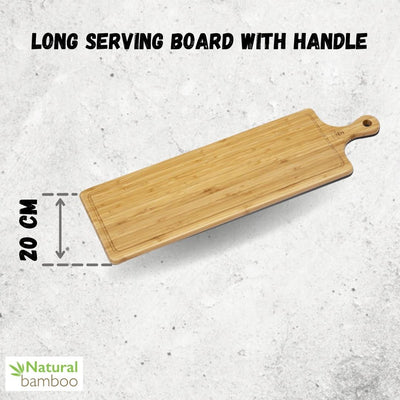 Bamboo Long Serving Board With Handle 26" inch X 7.9" inch | 66 X 20 Cm