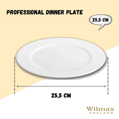 Professional Rolled Rim White Dinner Plate 10" inch | 25.5 Cm