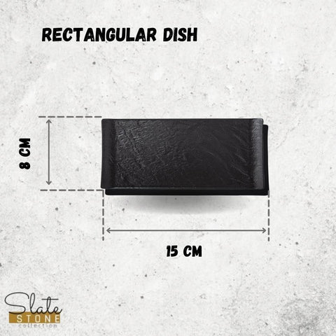 Black Porcelain Slate look Rectangular Dish 6" X 3" | 15 X 8 Cm - NYStep