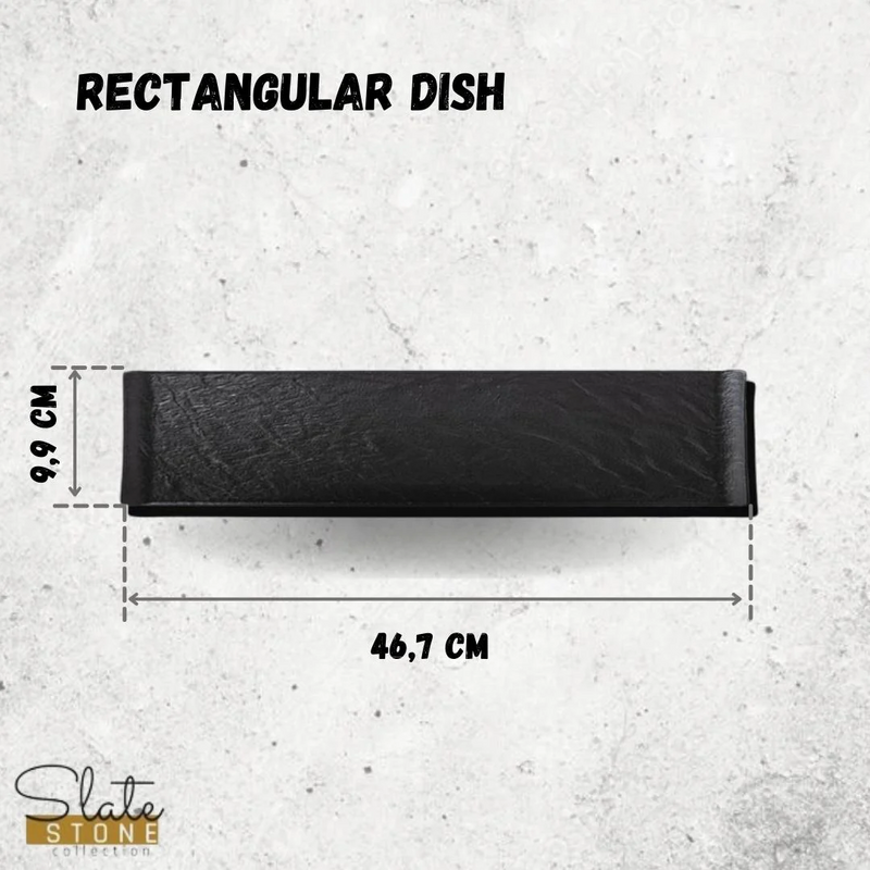 Black Porcelain Slate look Rectangular Dish 18.25" X 3.75"| 46.5 X 9.5 Cm - NYStep