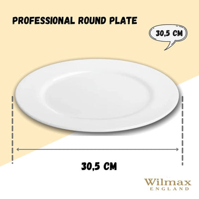 Professional Rolled Rim White Round Plate / Platter 12" inch |