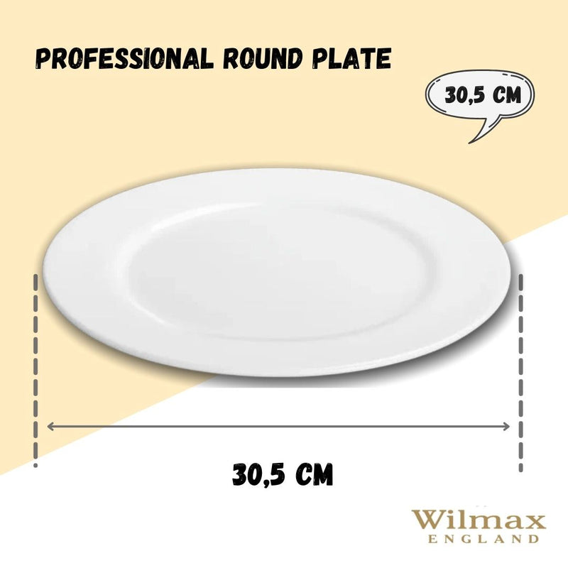 Professional Rolled Rim White Round Plate / Platter 12" inch |