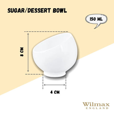 White Sugar/Dessert Bowl 3.5" inch X 3.5" inch | 8.5 X 9 Cm