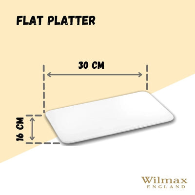 White Rectangle Flat Platter 12" inch X 6.5" inch | 30 X 16 Cm