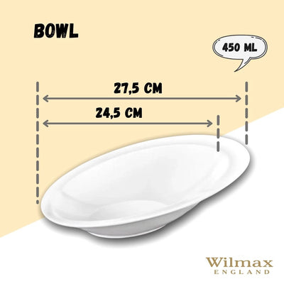 White Ceaser Salad Bowl 11" inch X 7.5 | 27.5 X 18.5 Cm