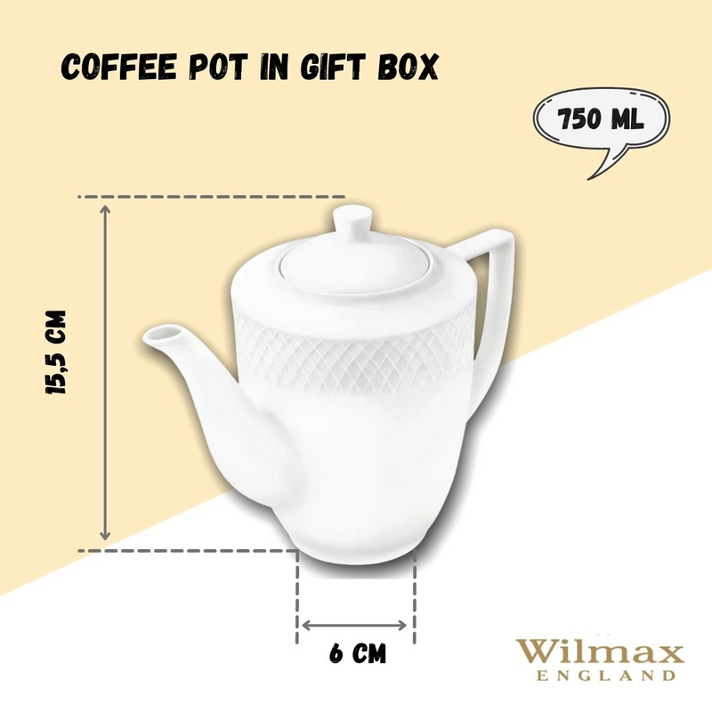 Fine Porcelain Coffee Pot 25 Oz | 750 Ml In Gift Box WL-880111/1C - NYStep