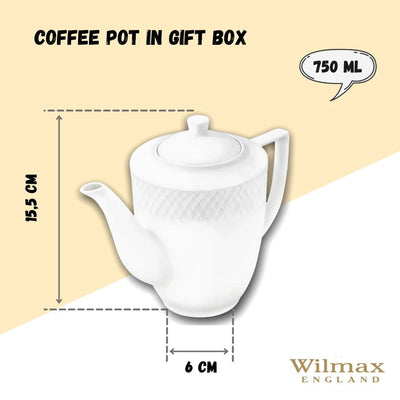 White Coffee Pot 25 Oz | 750 Ml In Gift Box