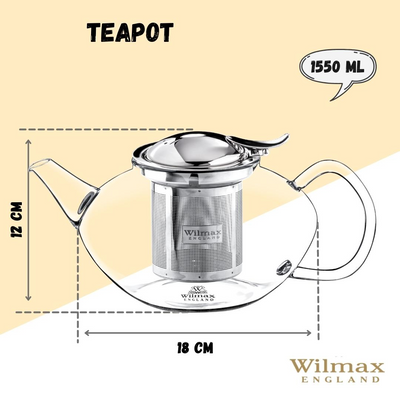 Thermo Glass Tea Pot 52 Fl Oz | 1550 Ml WL-888806/A - NYStep