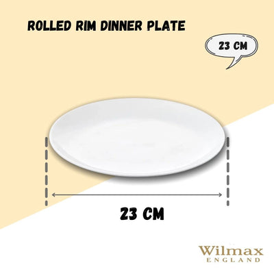 Professional Rolled Rim White Dinner Plate 9" inch | 23 Cm