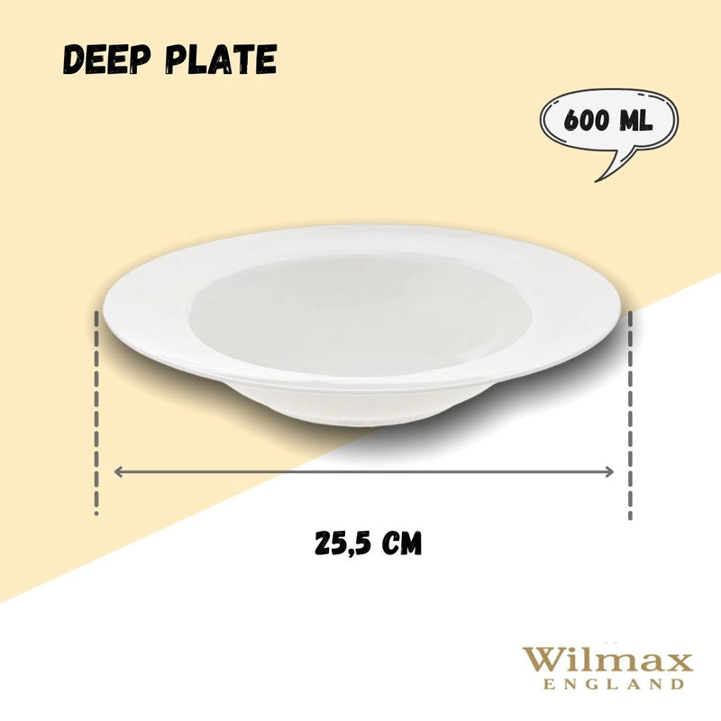 White Deep Plate 10" inch | 25.5 Cm 20 Oz | 600 Ml