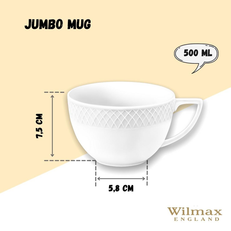 Fine Porcelain Jumbo Mug 17 Oz | 500 Ml Set Of 2 In Gift Box - NYStep