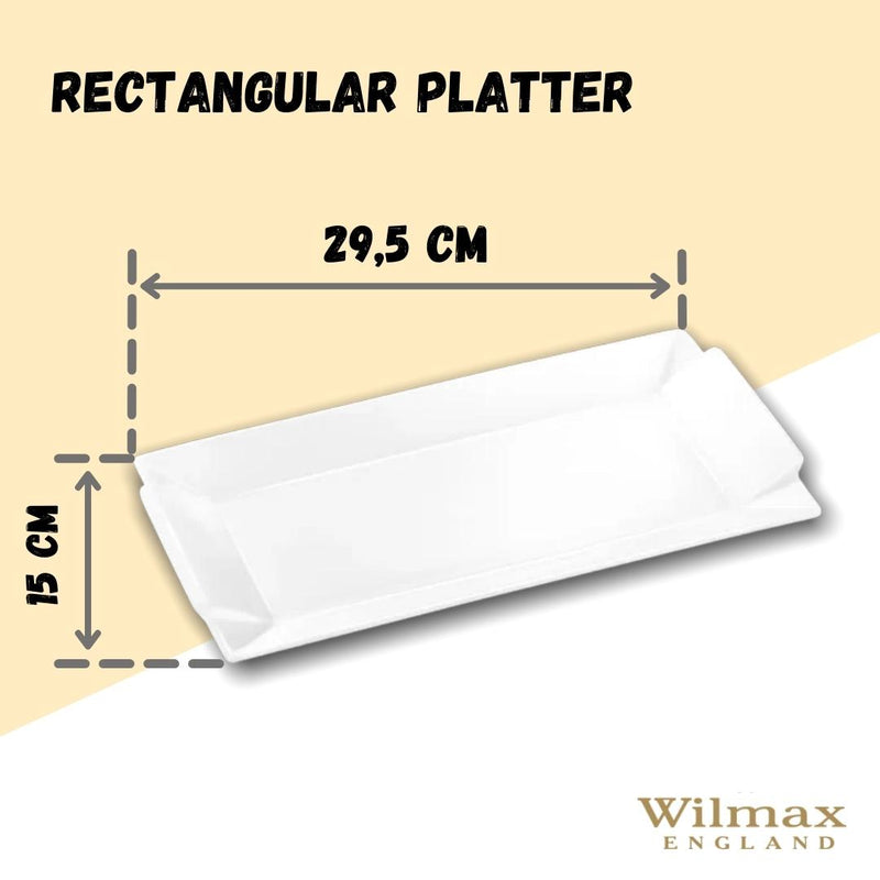 White Rectangular Platter 11.5" inch X 6" inch| 29.5 X 15 Cm