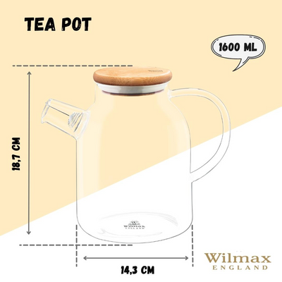 Thermo Glass Teapot With Strainer, 54 Fl Oz / 1600Ml - NYStep