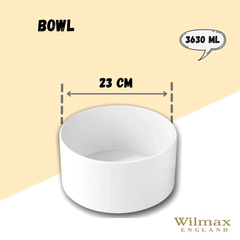 Deep Porcelain White Bowl 9" inch | 23 Cm 123 Fl Oz | 3630 Ml