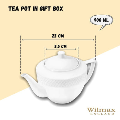 White Teapot 30 Oz | 900 Ml In Gift Box