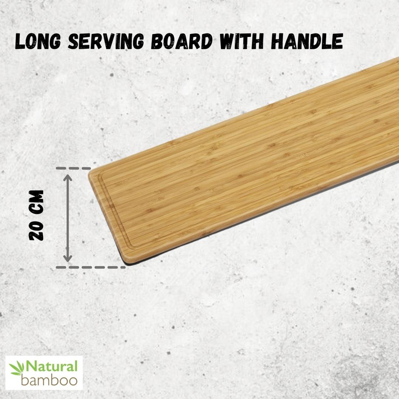 Natural Bamboo Long Serving Board With Handle 34.3" X 7.9" | 87 X 20 Cm WL-771137 / A - NYStep