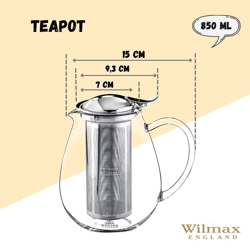 Thermo Glass TeaPot 29 Fl Oz | 850 Ml - NYStep