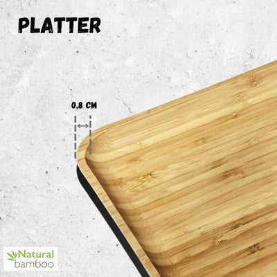 Bamboo Square Platter 12" inch X 12" inch | For Appetizers / Barbecue / Steak