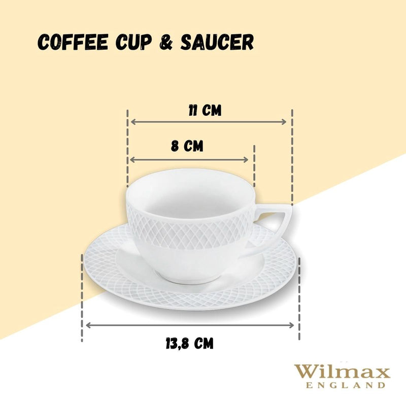 White 6 Oz Cappuccino Cup & 5.5" inch Saucer Set Of 6 In Gift Box