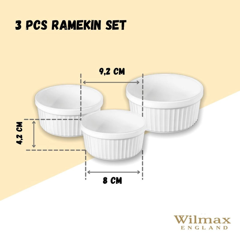 White 3 Pcs Ramekin Set 3.5" inch X 1.5" inch | 4" inch X 2" inch | 4.5&