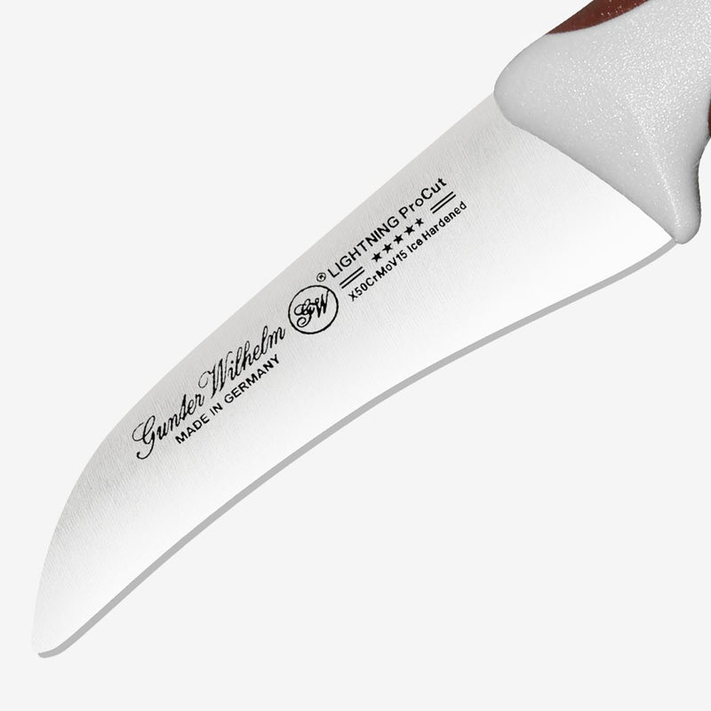 Gunter Wilhelm Lightning Curved Birds Beak Knife, 3 Inch | Brown and Grey Handle SKU: 10-102-0103