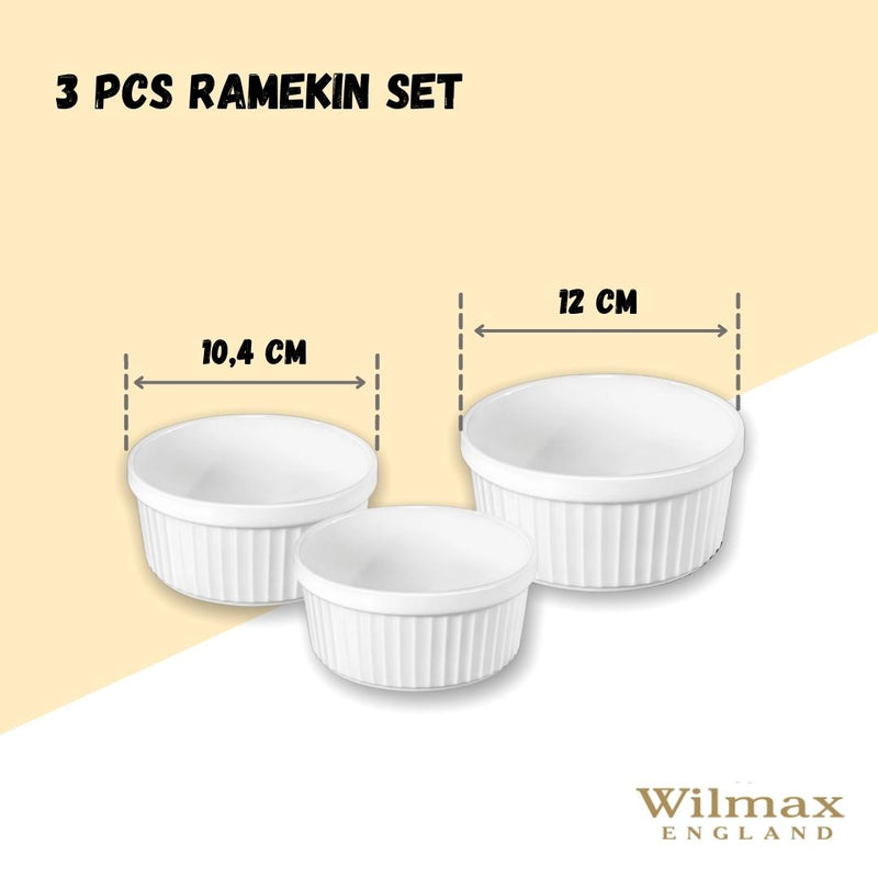 White 3 Pcs Ramekin Set 3.5" inch X 1.5" inch | 4" inch X 2" inch | 4.5&