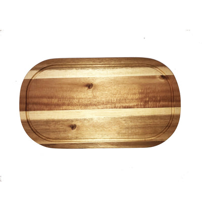 Zavis Green Acacia Wood Serving Rounded Cutting Board With Juice Groove 12" X 8" | Dishwasher Safe