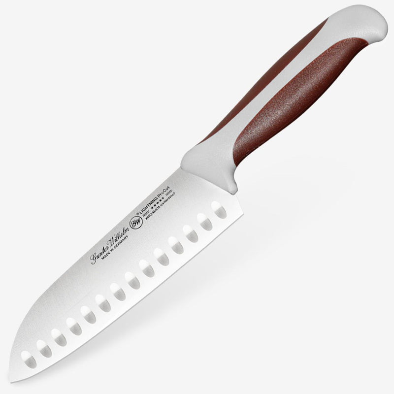 Gunter Wilhelm Lightning Santoku Knife, 5 Inch | Brown and Grey ABS Handle SKU: 10-117-0405